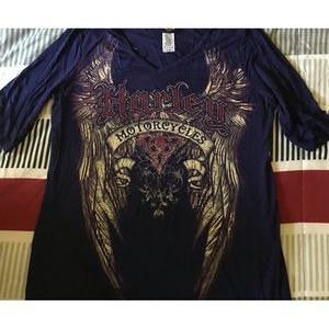 Blue embellished Harley Shirt